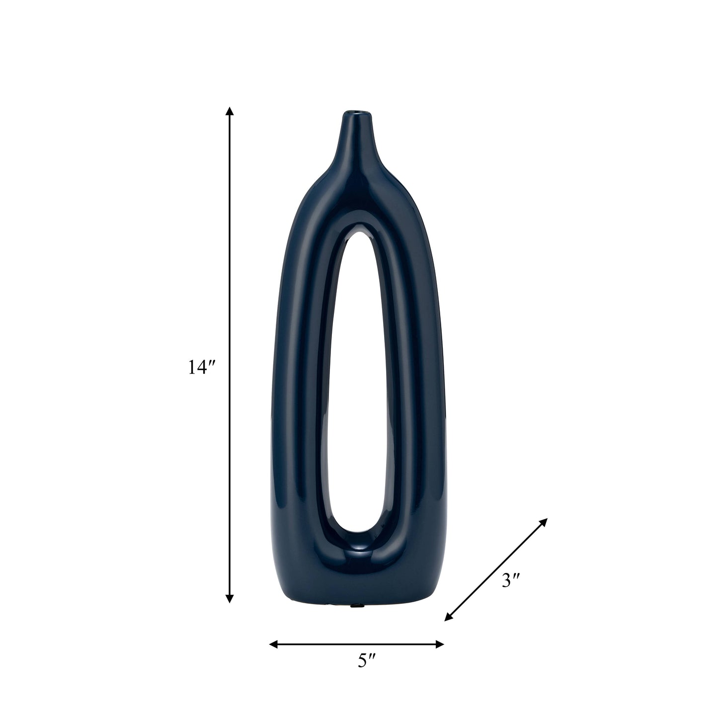 Ceramic Openwork Cut-Out Abstract Vase - Blue, 14 in.