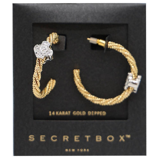 SECRET BOX TWO TONE OPEN HOOP GOLD DIPPED EARRING 8