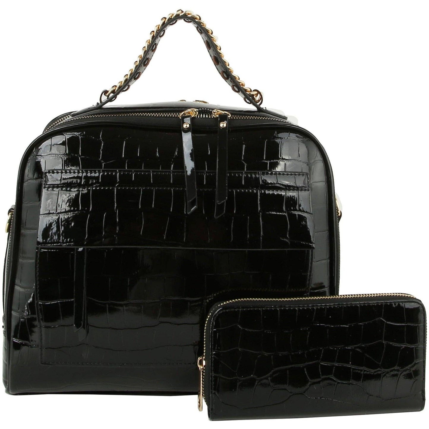 Women Croc Tote  Satchel Purse - Adjustable Shoulder Strap