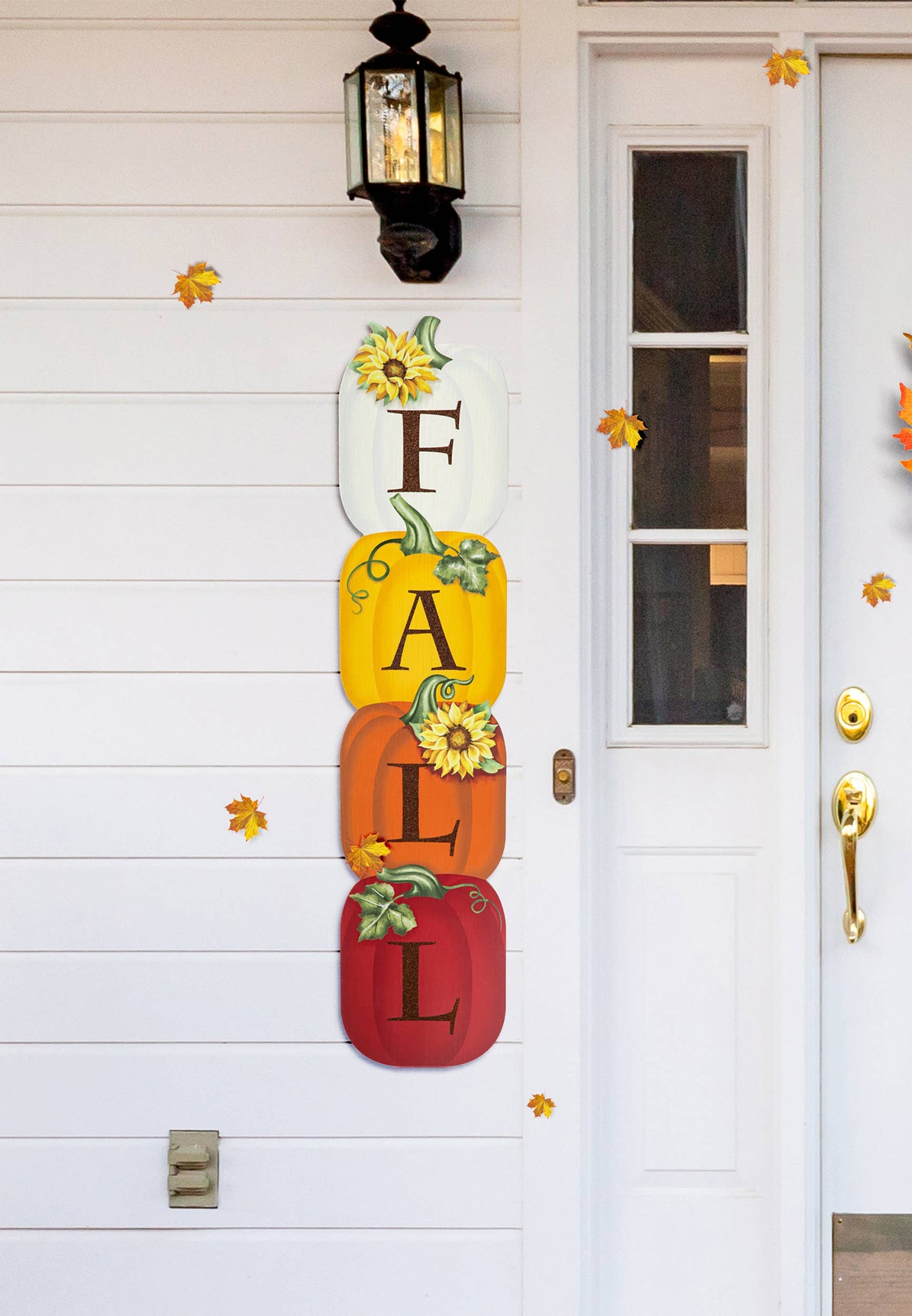 42"H Fall Wood Stacked Pumpkin Porch Decor