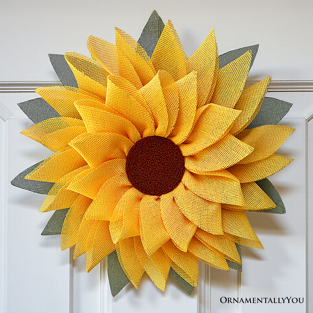 Charming Burlap Sunflower 22" Wreath, Vintage Door Decor