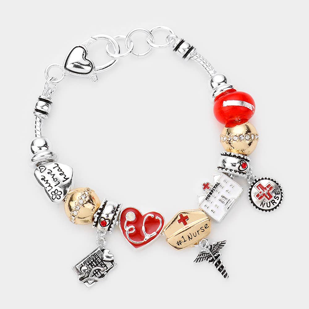 No. 1 Nurse Hat Hospital Multi Bead Bracelet