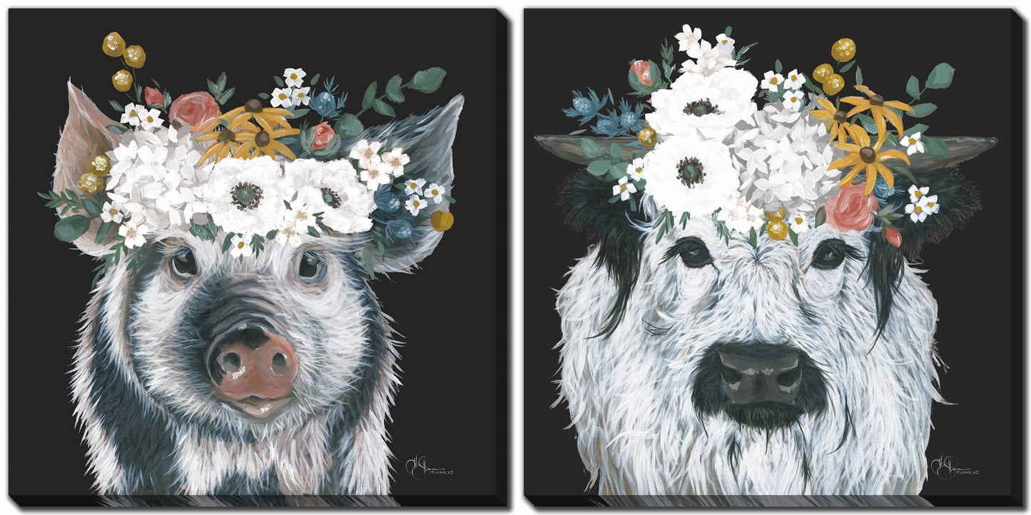 Calloway On Black Canvas Wall Art Set