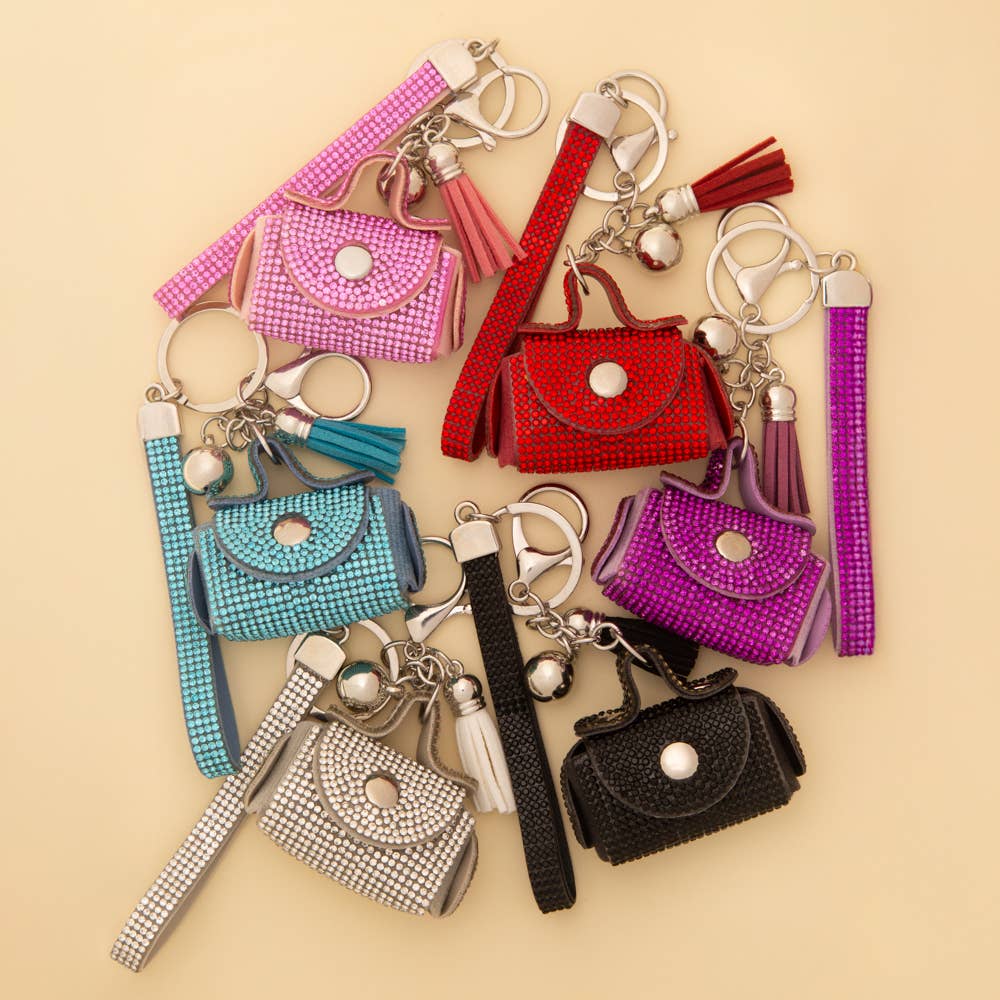Rhinestone Studded Mini Leather Bag Design AirPod Case