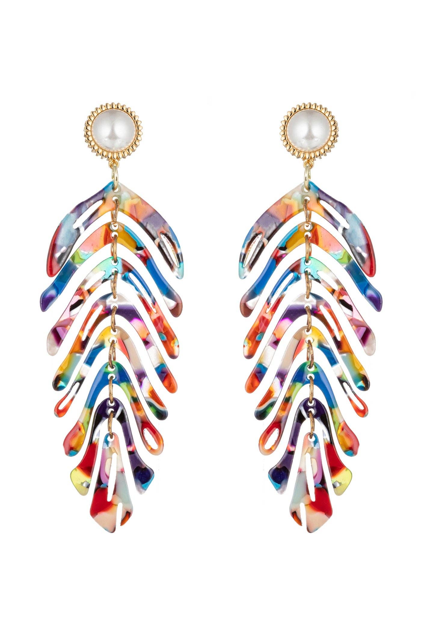 Lindsay Rainbow Leaf Earrings