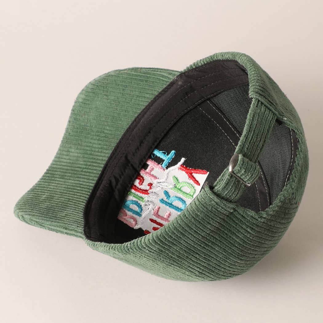 MERRY BRIGHT Embroidery Corduroy Cap