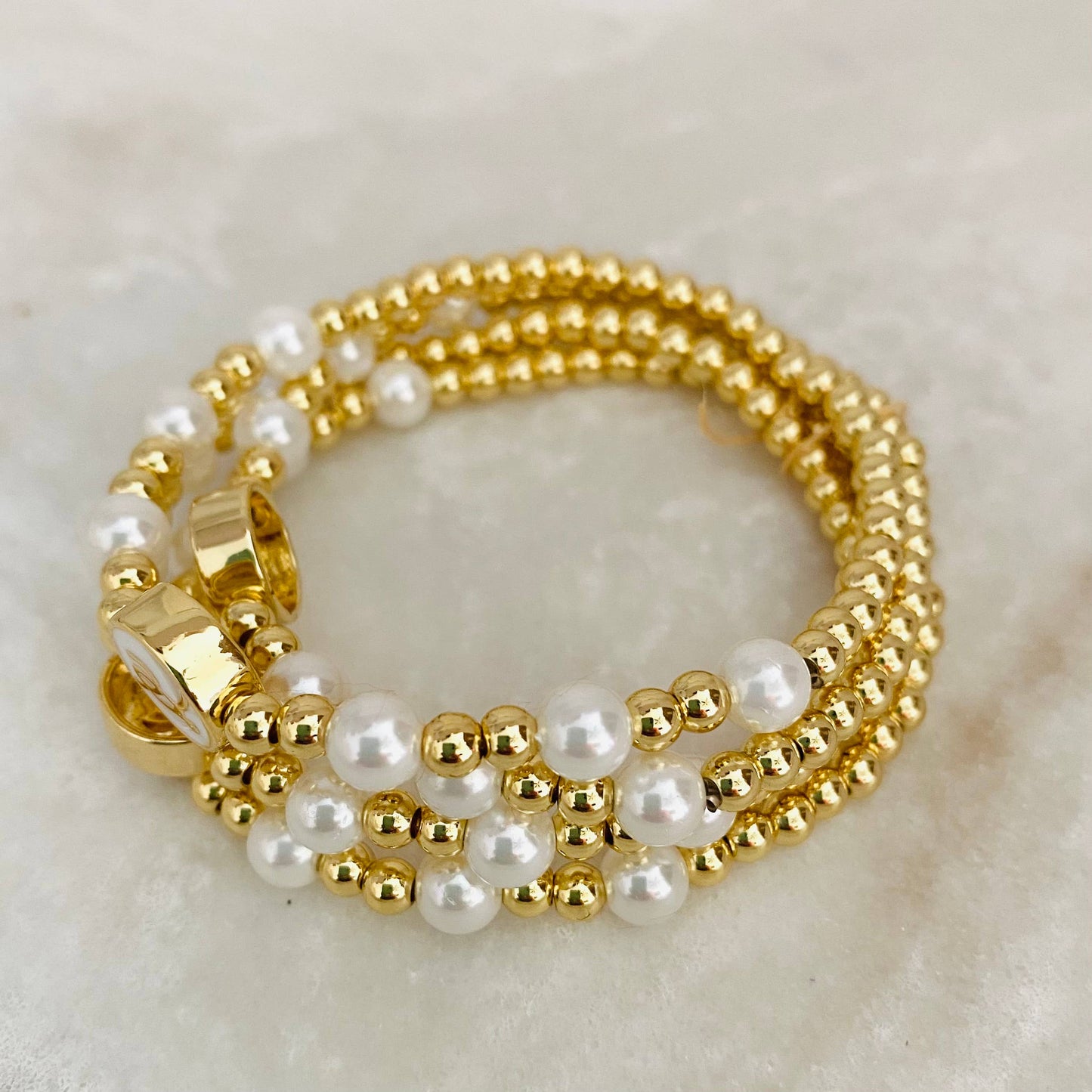 Pearl Ball Bracelet, Gold Ball Bracelet, Pearl Bracelet