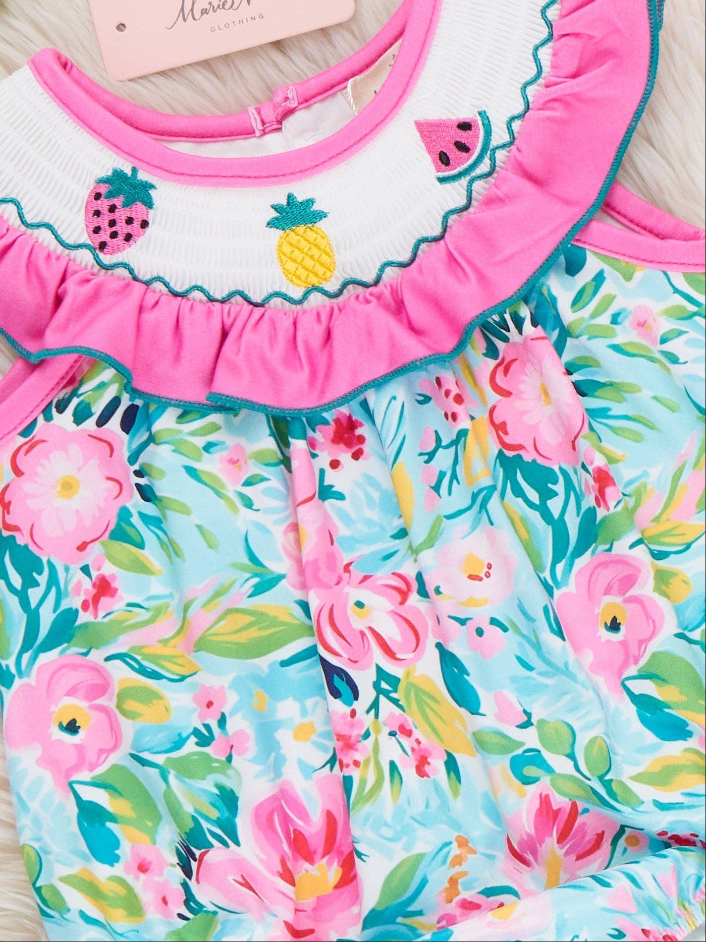Fruity Summer Garden Smocked Bubble Romper