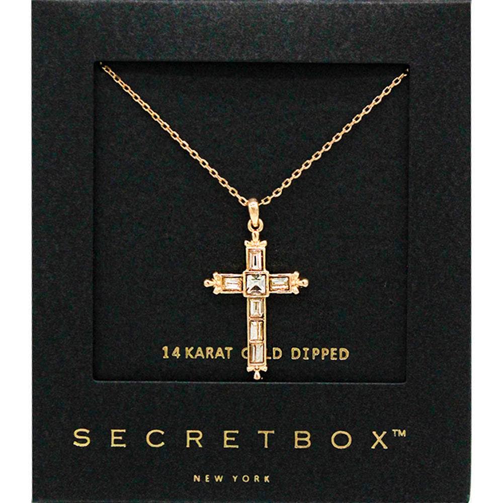 SECRET BOX 14K GOLD DIPPED CROSS  NECKLACE SB-210110