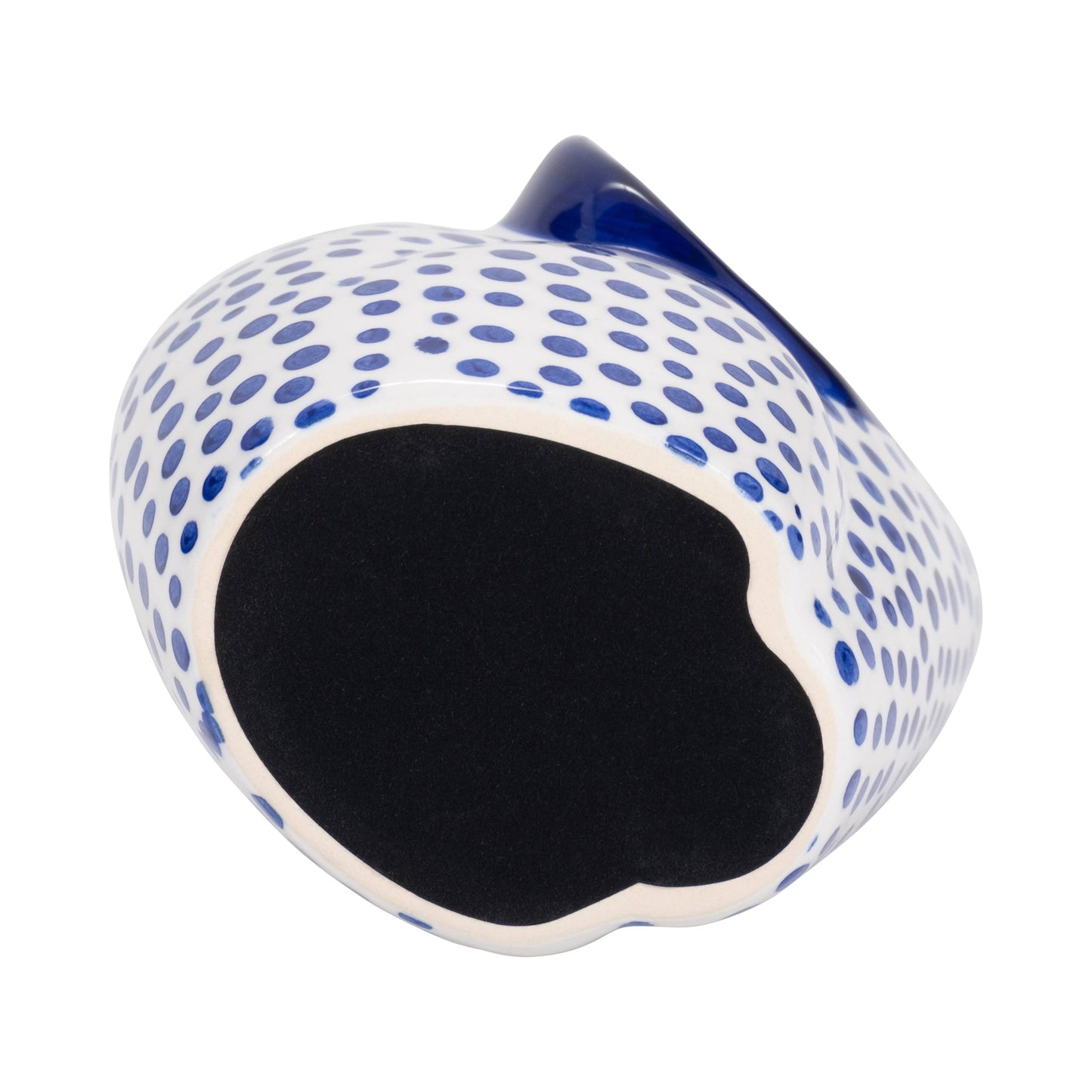 Blue/White 8x4 in. Stoneware Hand-Stamped Trunk Up Elephant