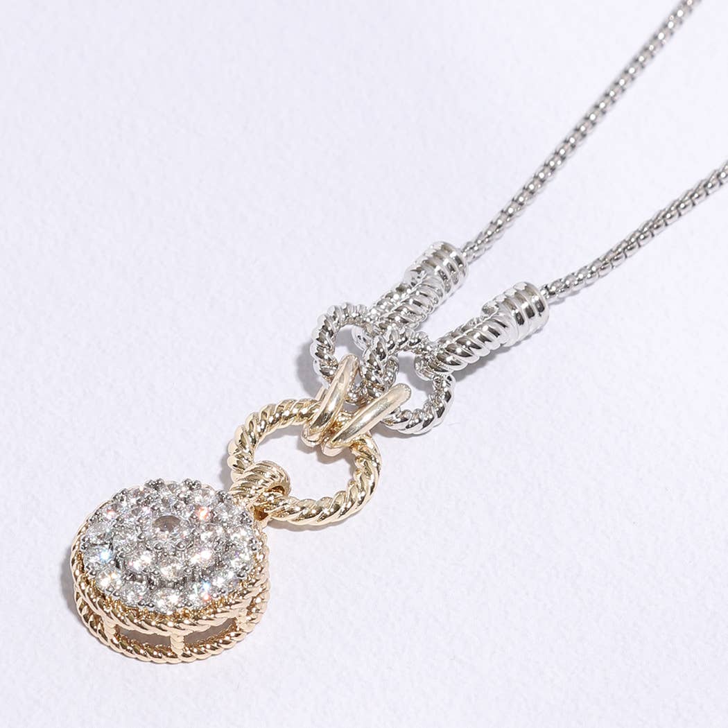Round Pave Pendant RH Chain Necklace