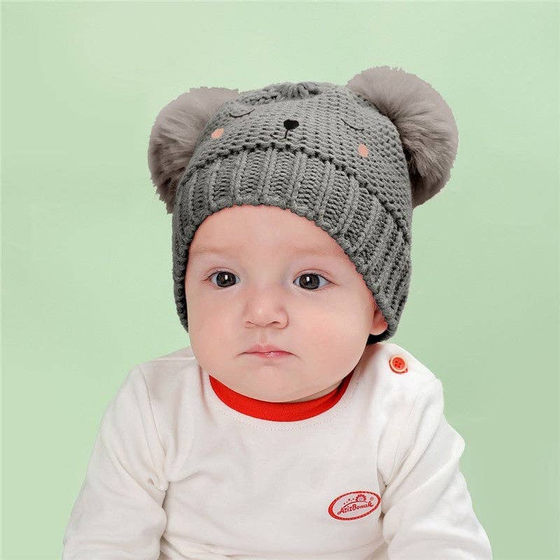 Kids Cute Smile Face Warm Knitted Beanie Hat