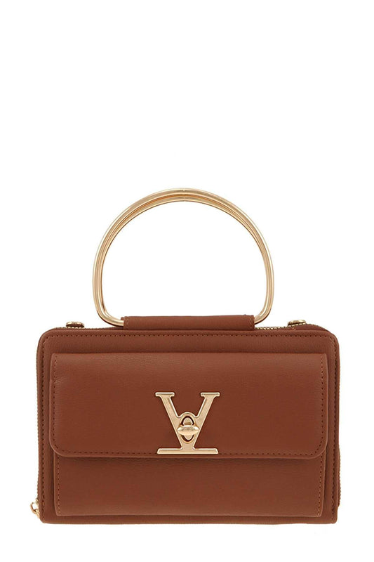 Rectangular Bag with V Accent and Metal Handle