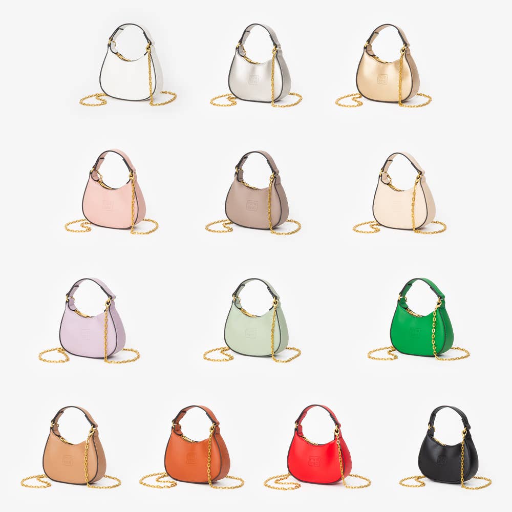 Faux Leather Chic Mini Hobo Handbag / Crossbody Bag