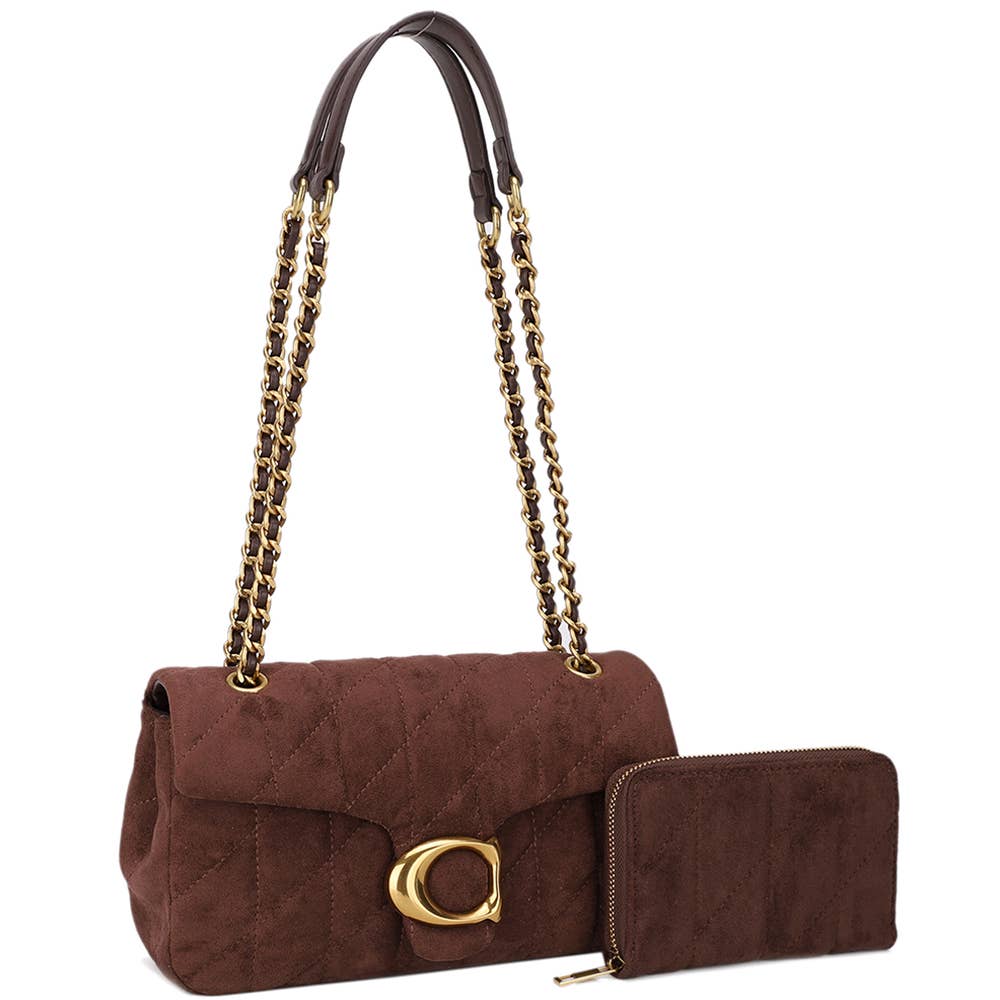2IN1 QUILTED FASHION CROSSBODY BAG W WALLET , MS 20700A SET