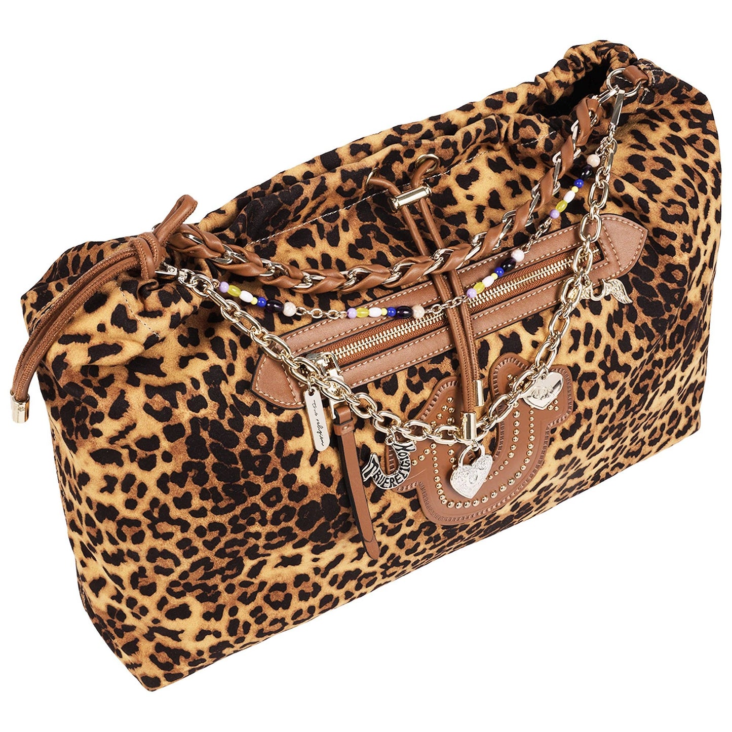 True Religion Leopard Print Soft Hobo Bag