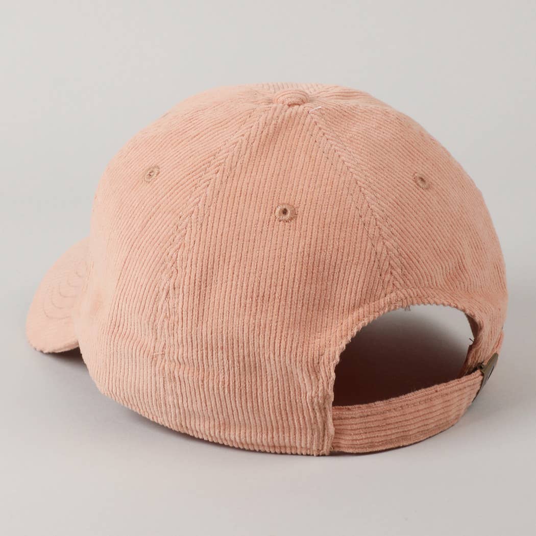 Cowgirl Text Solid Color Corduroy Baseball Cap