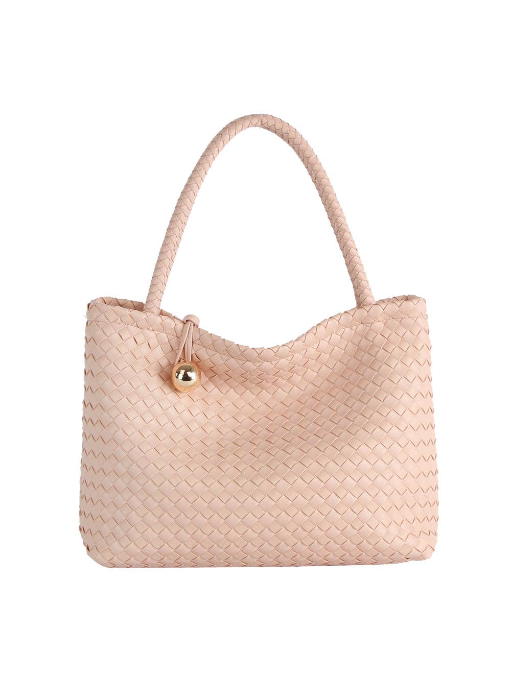 Woven Golden Ball Clasp Tote Bag