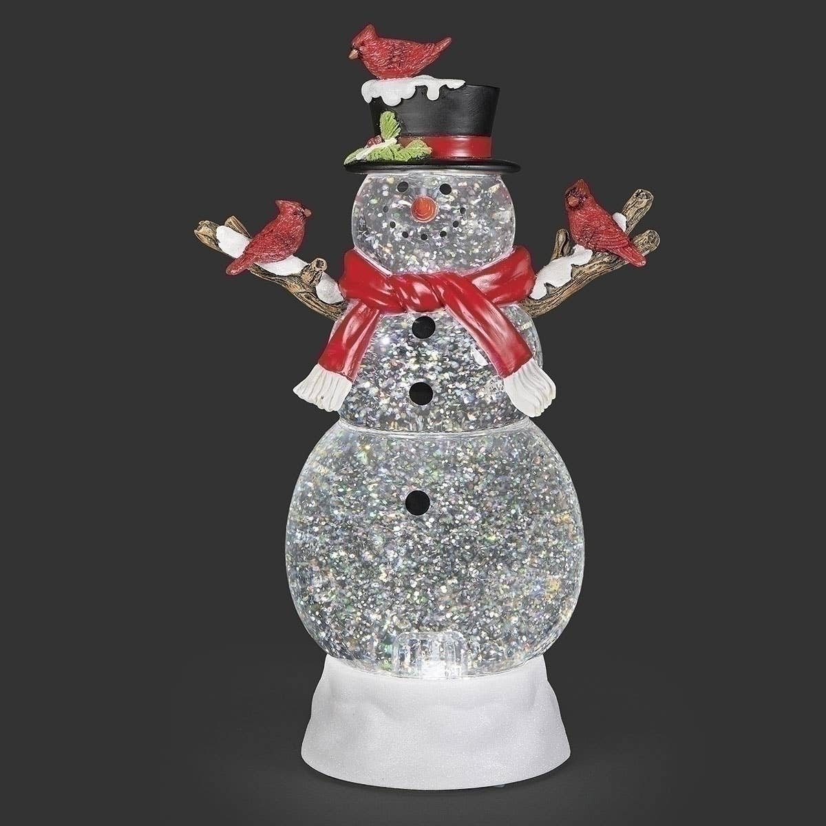Lighted Swirl Snowman with Cardinals