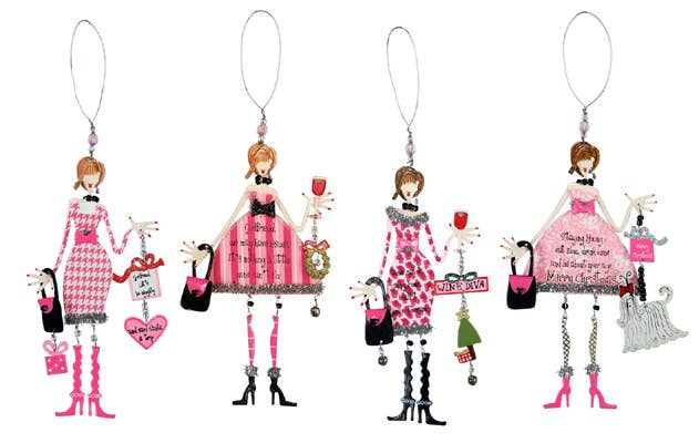 Girl Holidays Ornament 4 Asst