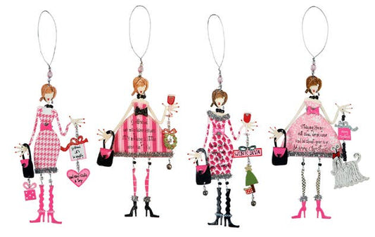 Girl Holidays Ornament 4 Asst