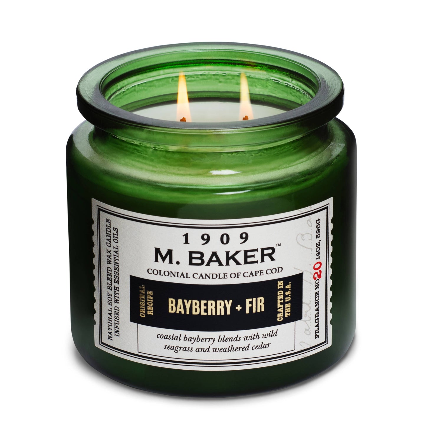M Baker Bayberry & Fir Scented Candle, Soy Blend, 14oz