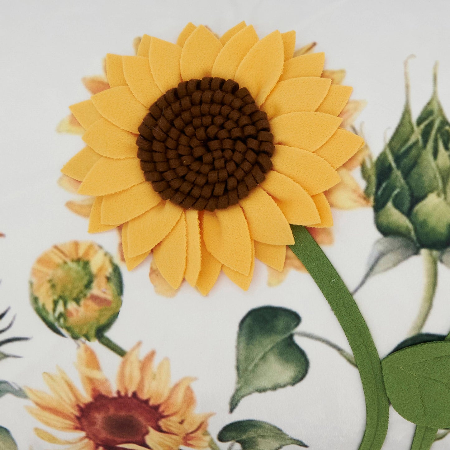 Bright Felt Applique Sunflower Pillow