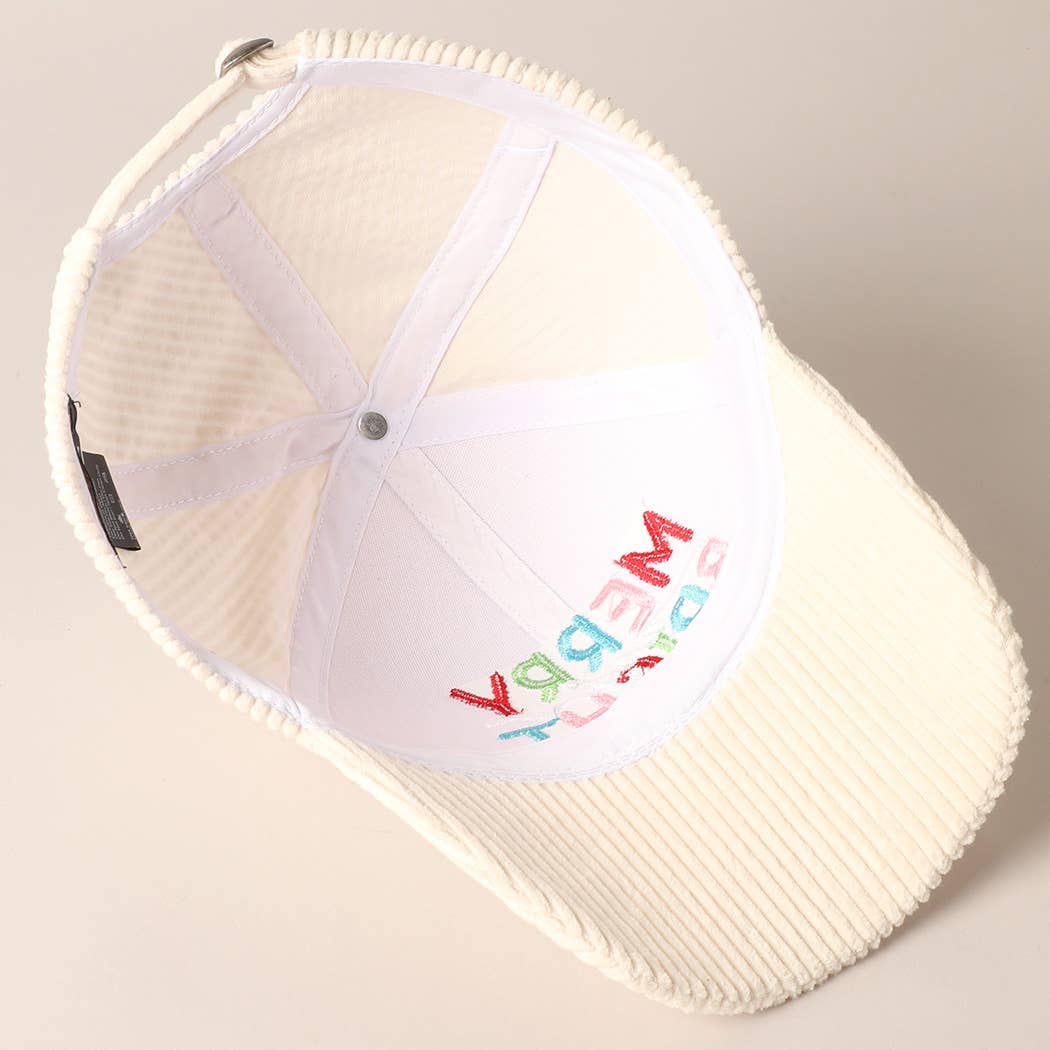 MERRY BRIGHT Embroidery Corduroy Cap
