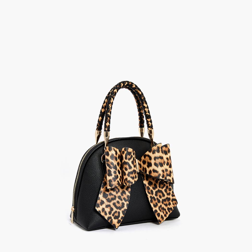 Leopard Top Handle Bow Bag – Winter Statement Gift