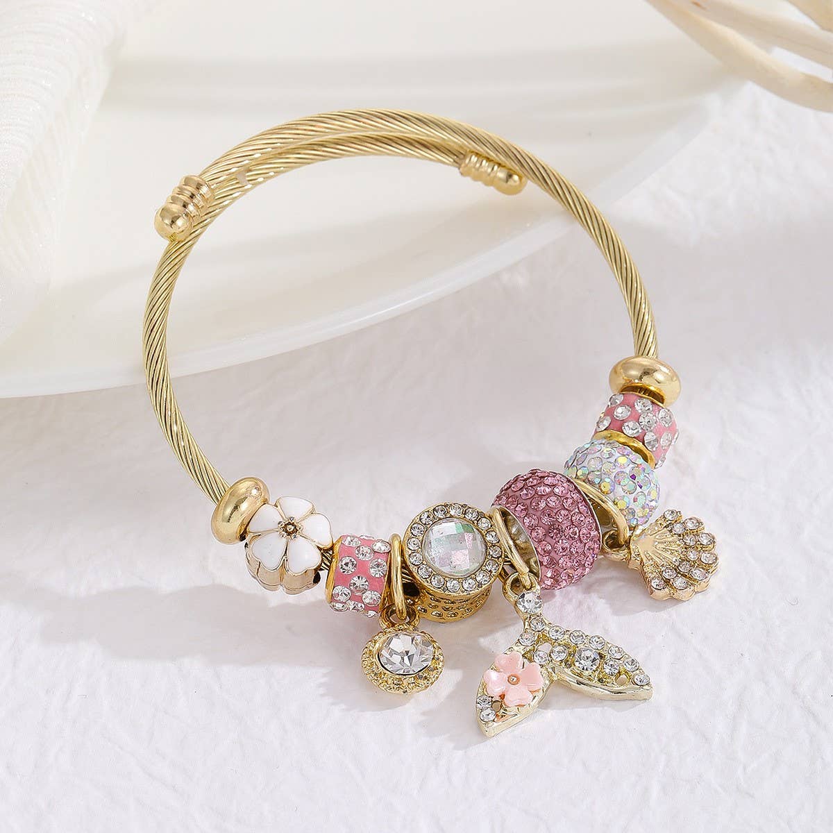 Gold Stainless Steel Dolphin Tail Bracelet_CWMM8490