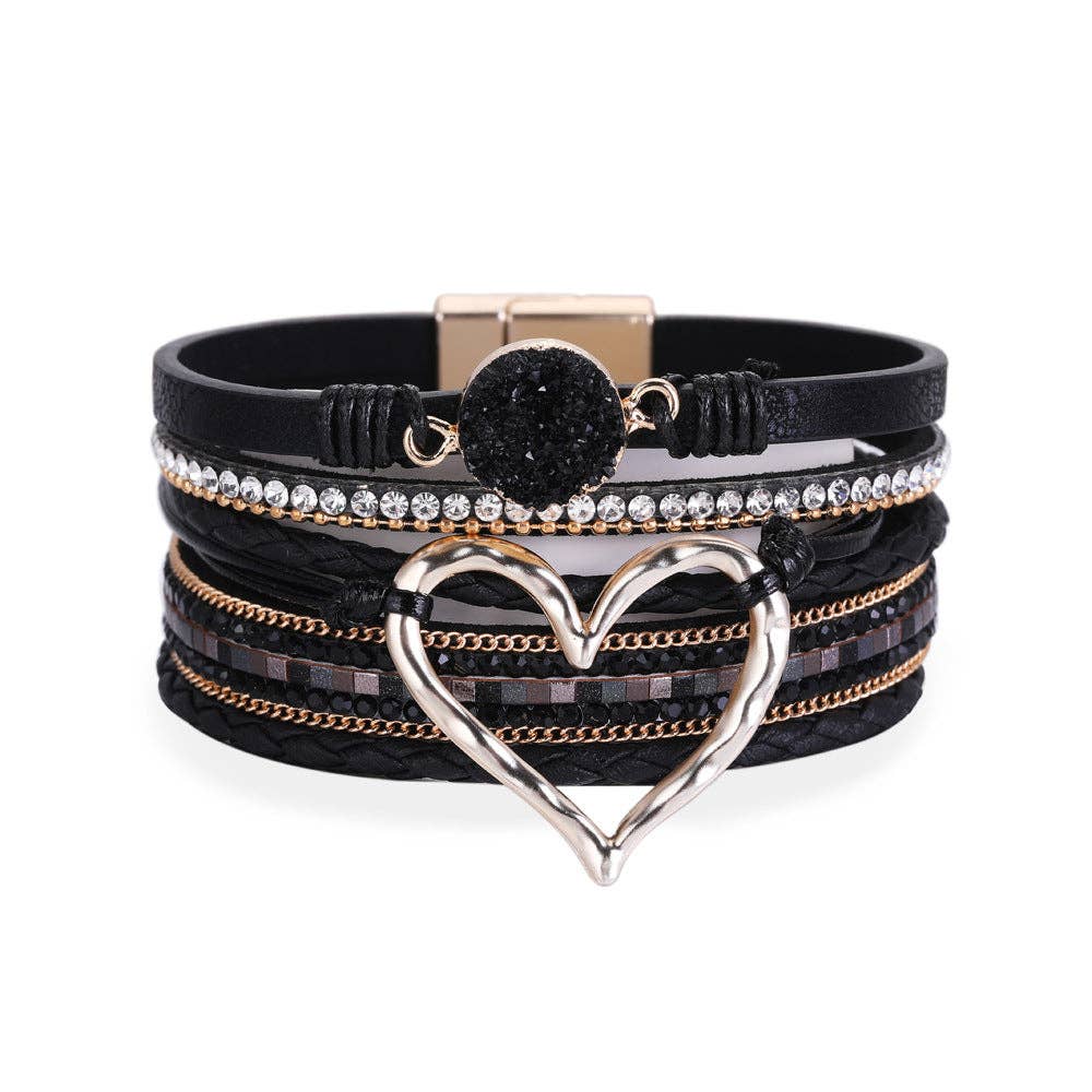 Rhinestone Bohemian Layered Love Bracelet DP25B588