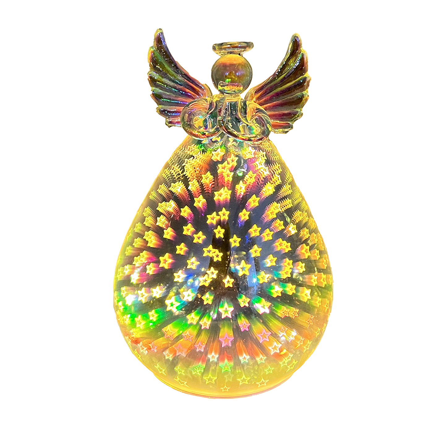 Light Up Standing Angel w/ Holographic Star Detailing