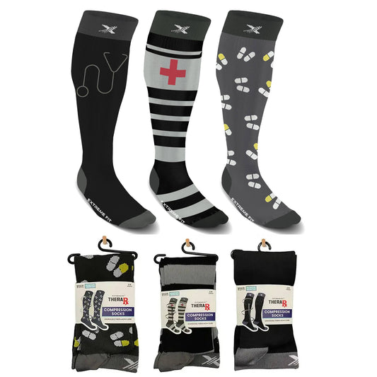 PLUS SIZE WIDE CALF COMPRESSION SOCKS - 3 ASST STYLES