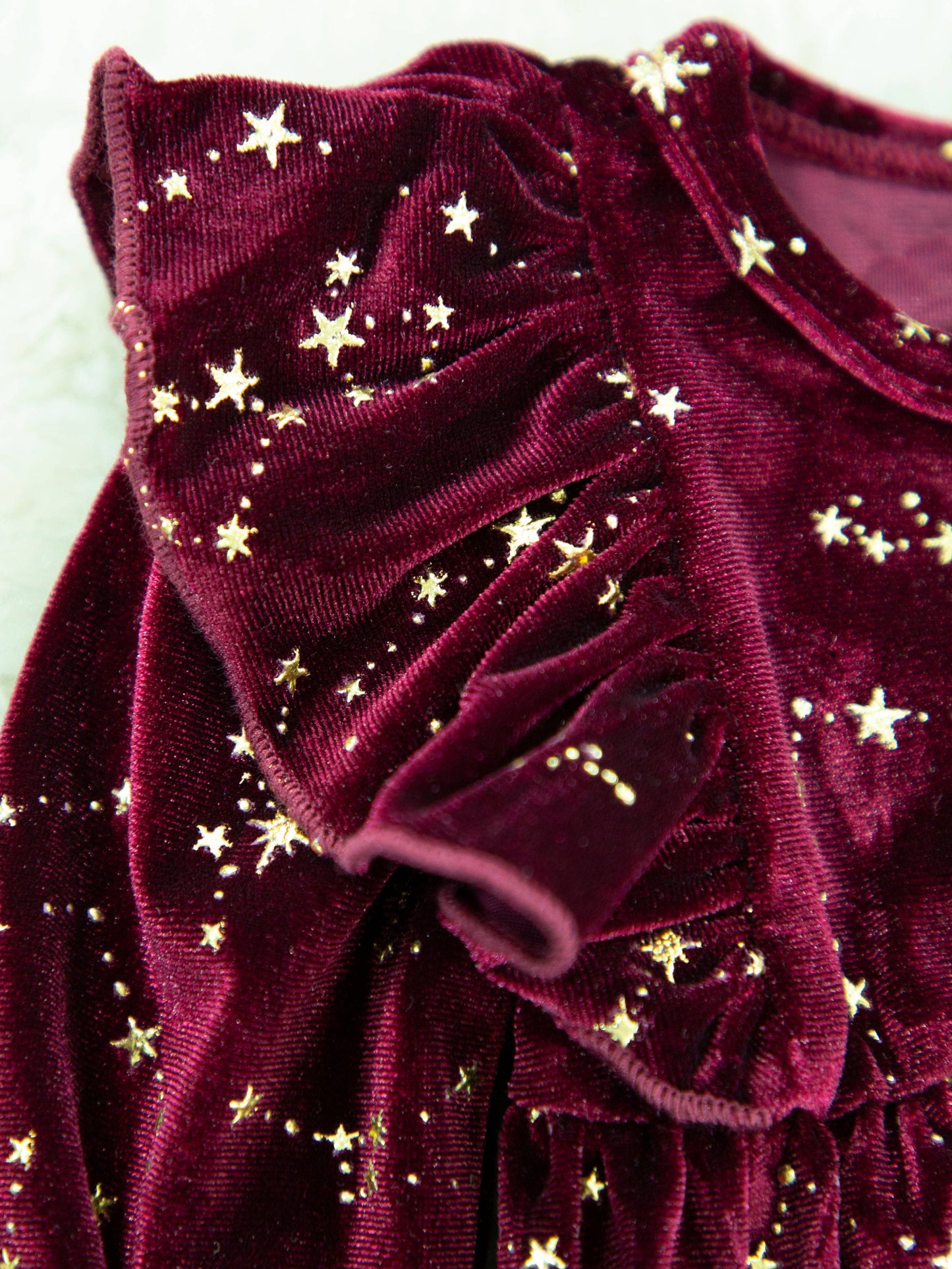 Wine Starry Night Velvet Bubble Romper