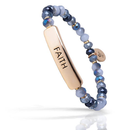 "Faith" Beaded Bracelet - Gold / Navy