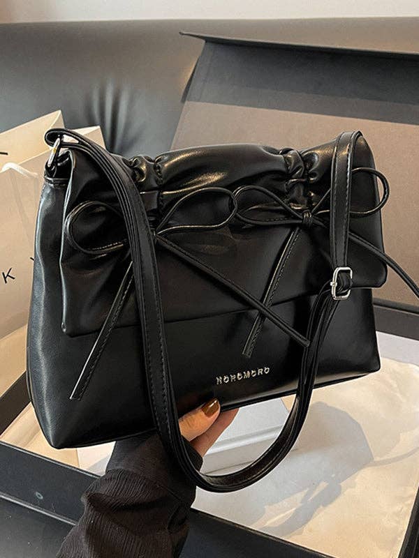 Bowknot Pleated Solid Color Crossbody Bags