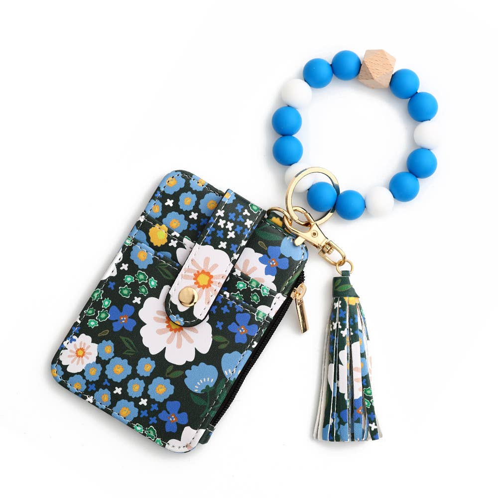 Bracelet Floral Print Card Slot Wallet Keychain