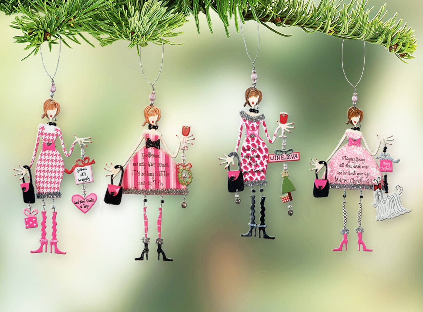 Girl Holidays Ornament 4 Asst