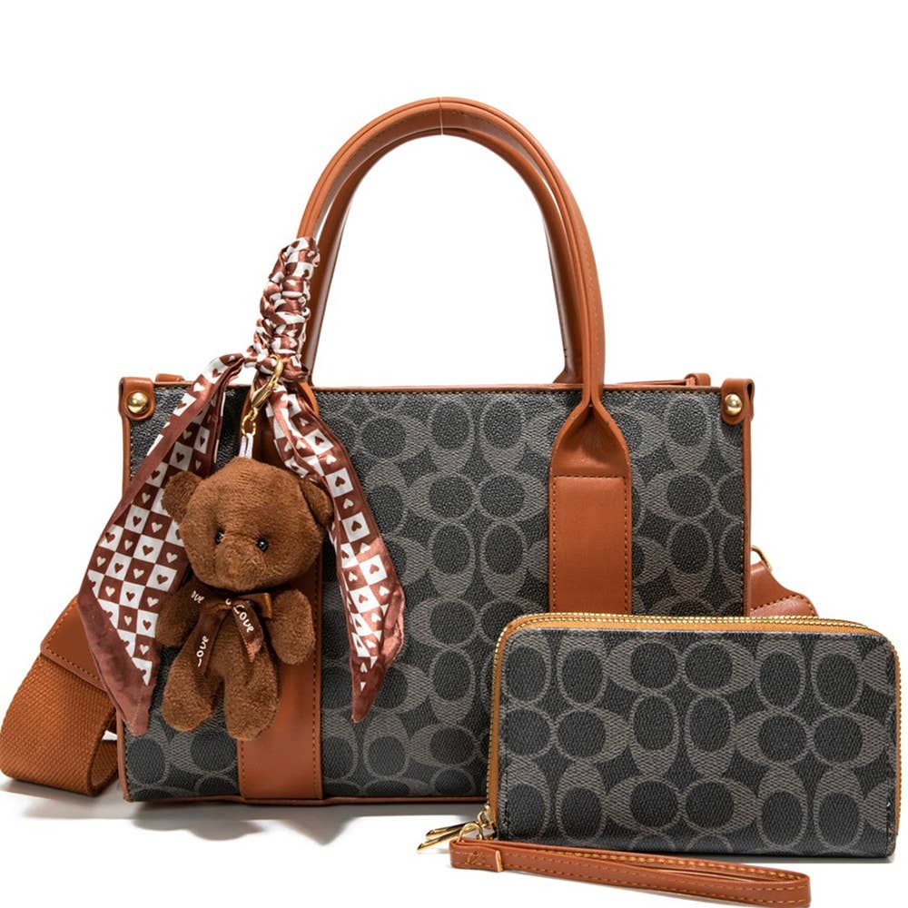 2IN1 OVAL PRINT SATCHEL W WALLET, CC 25525 T2
