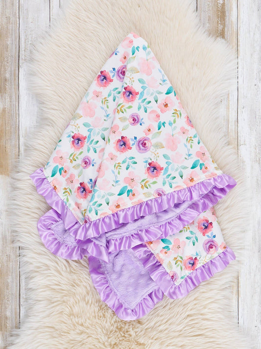Cozy Florals Ruffle Minky Blanket