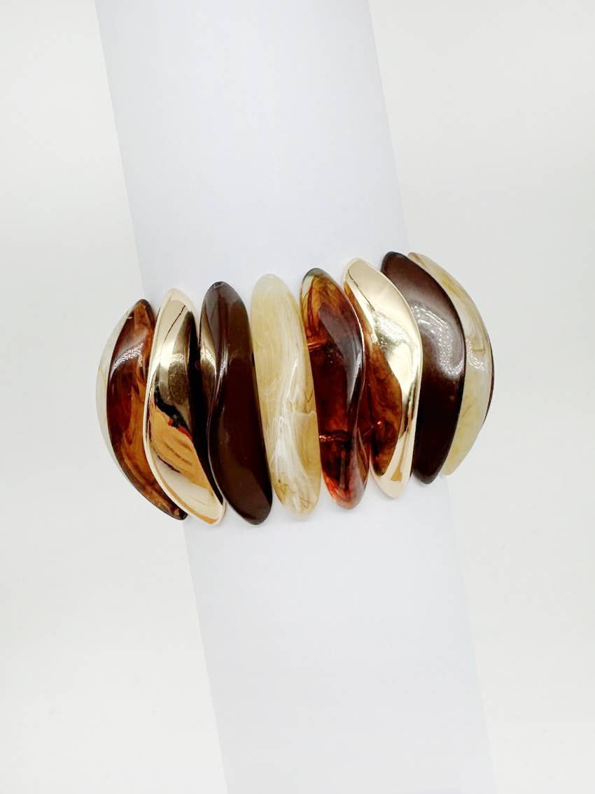 B25149 Bold All-around Curved Half-Ellipse Stretch Bracelet