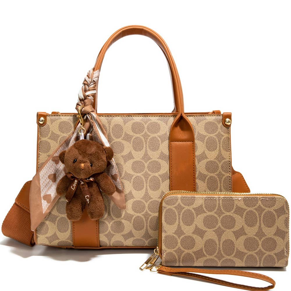 2IN1 OVAL PRINT SATCHEL W WALLET, CC 25525 T2
