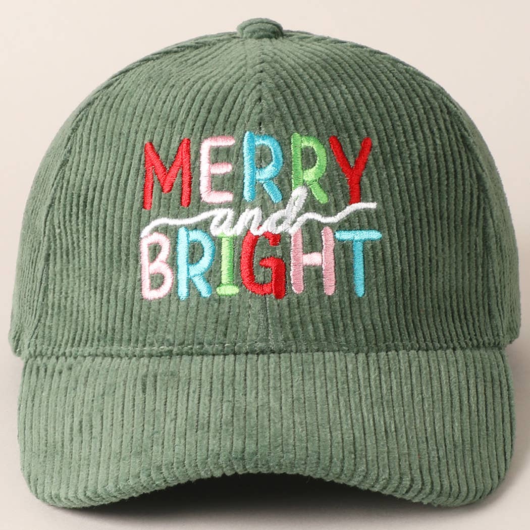 MERRY BRIGHT Embroidery Corduroy Cap
