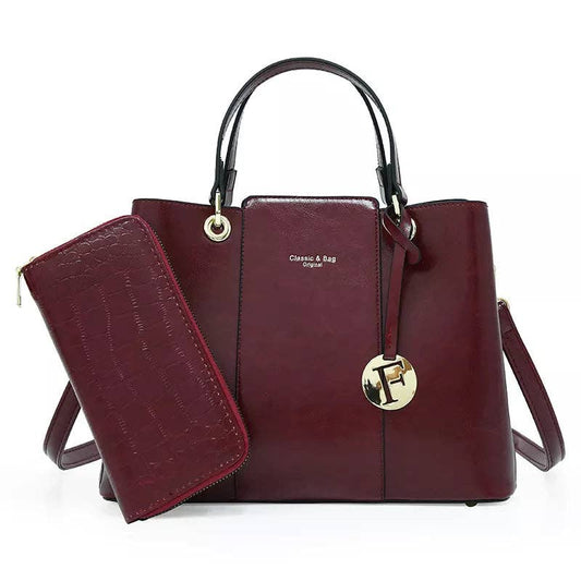 Aaliyah Faux Crocodile Handbag Set ( 2-Pack) - RED