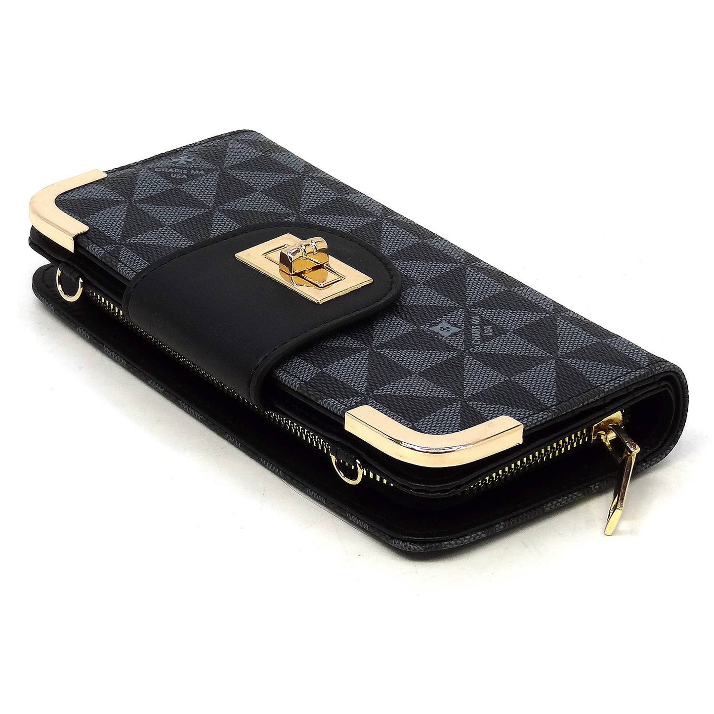 PM041 Monogram Turn Lock Crossbody Wallet