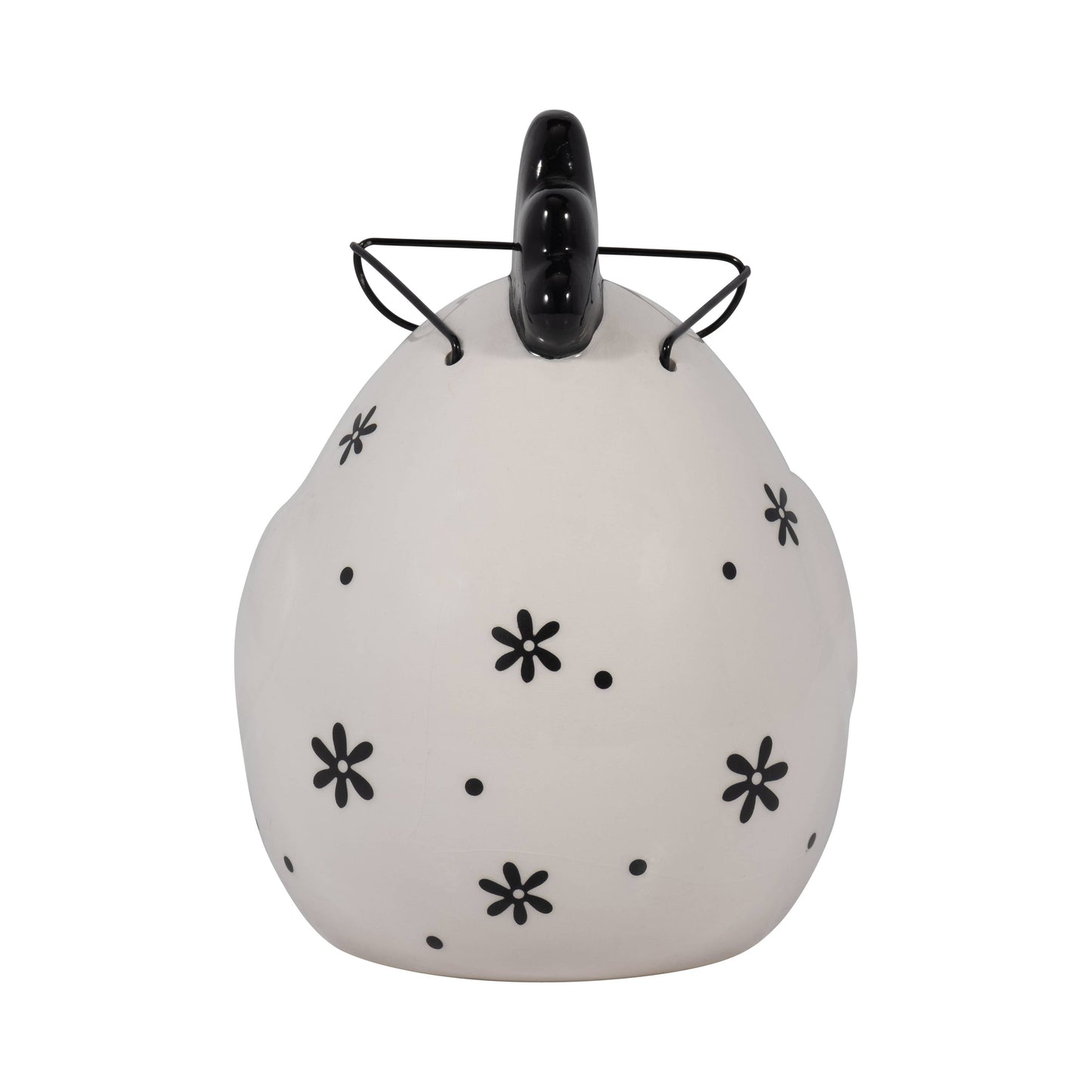 Black/White 7 in. Chubby Rooster with Glasses Figurine