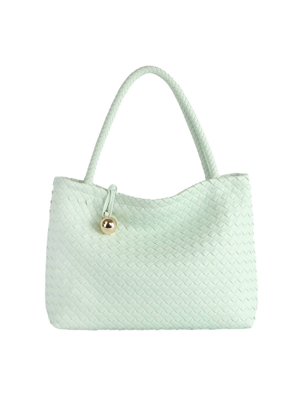 Woven Golden Ball Clasp Tote Bag