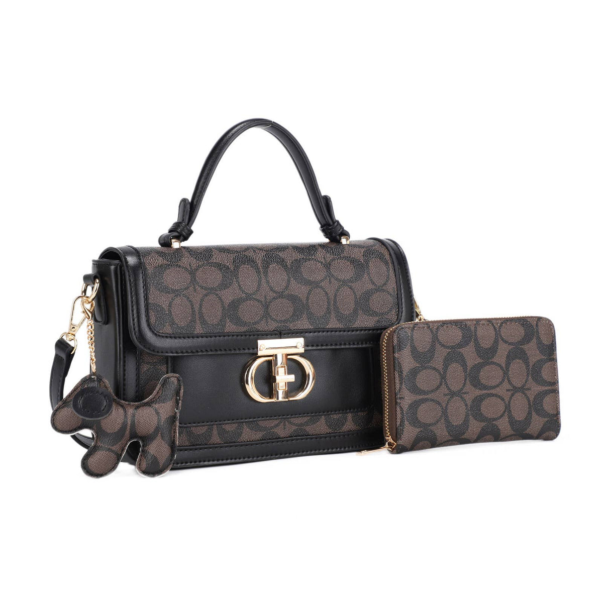 3-Piece Designer-Inspired Satchel Set with Wallet & Charm