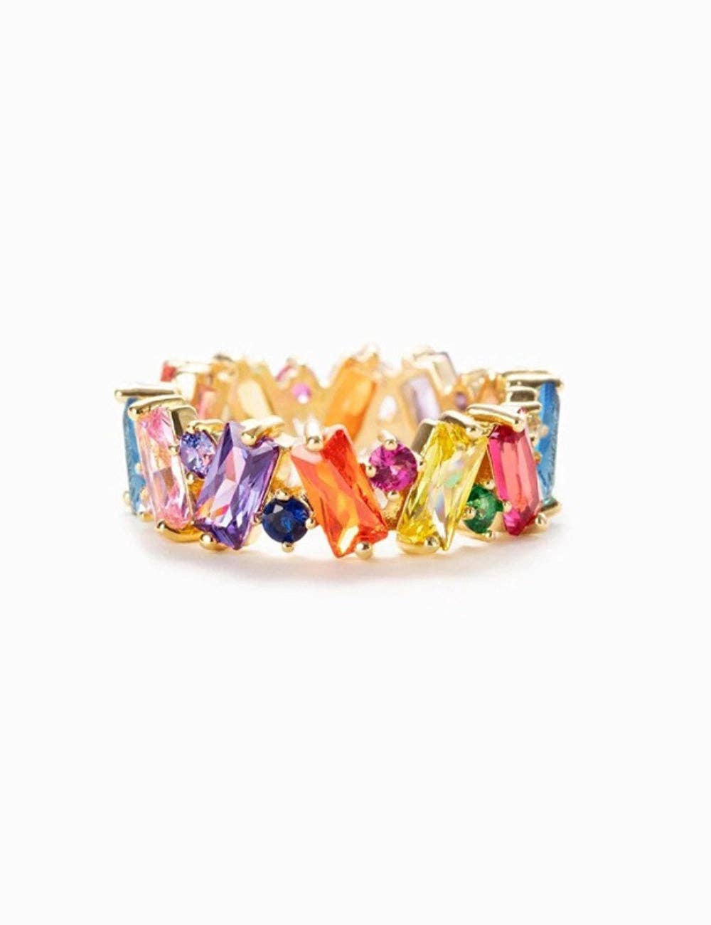 Trendy Gold Plated Colorful Zircon Ring MK2MBEP6W6JRG53