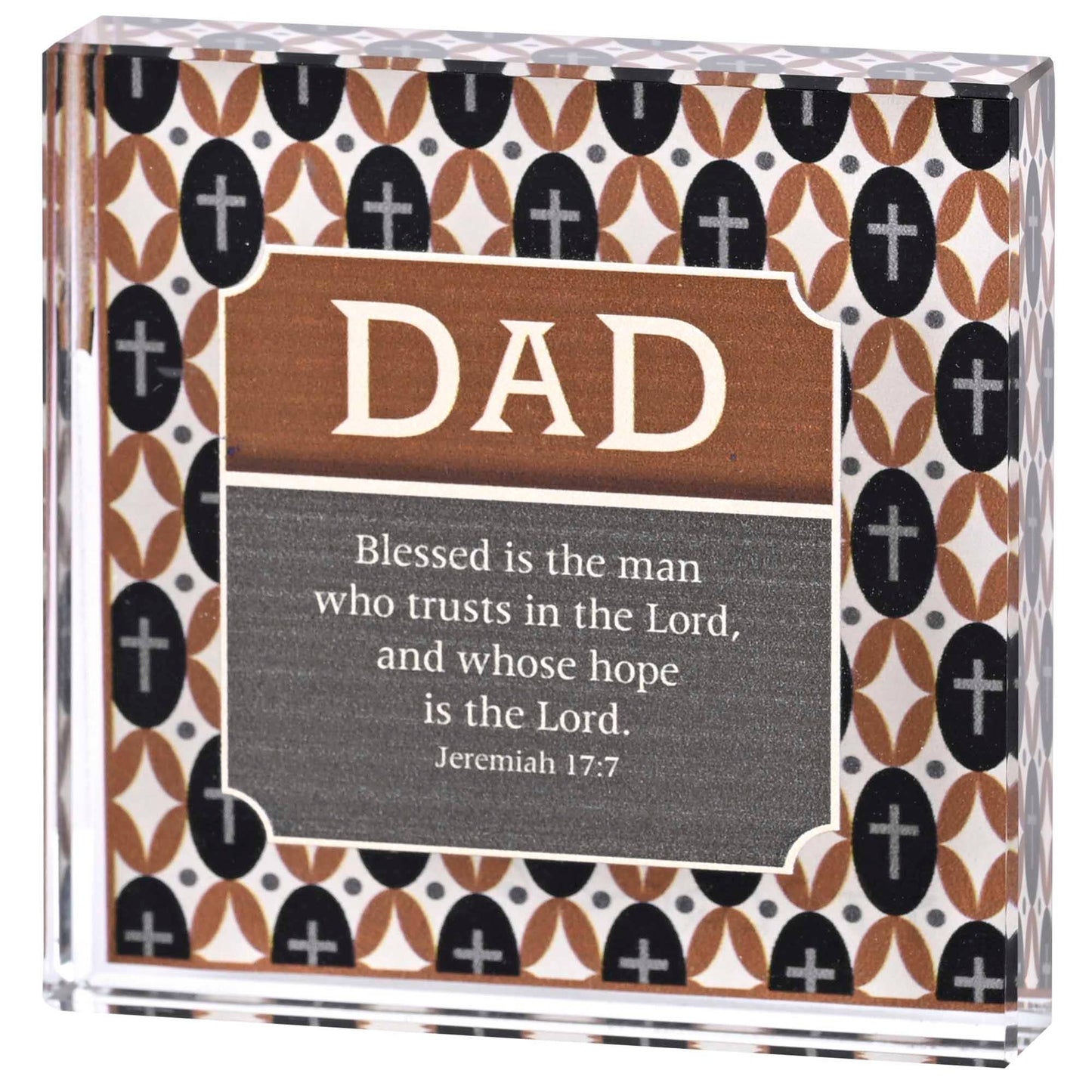 Tabletop Glass Plaque Dad 3X3